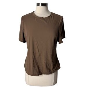 Skims Fits Everybody Short Sleeve Crew Neck Solid T-Shirt Brown Womens 3X